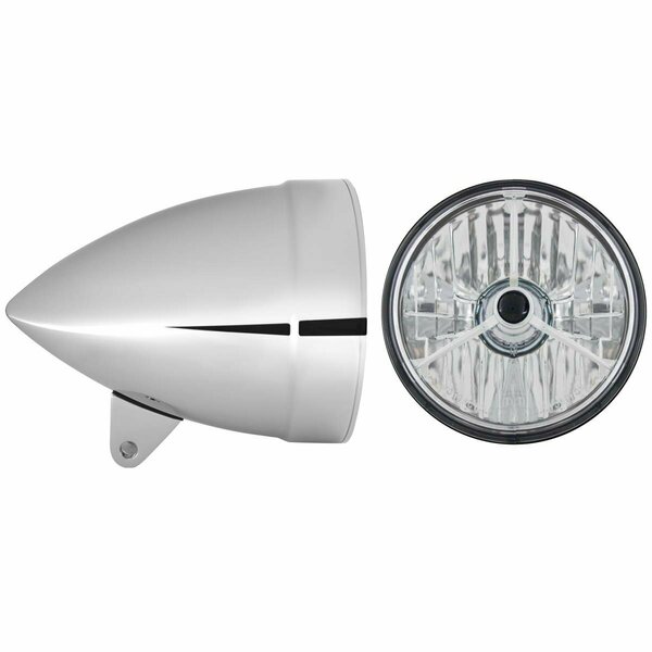 Newalthlete 5.75 in. Smooth Headlight Bucket, Chrome with T50304 DC Black Dot Headlamp NE2997697